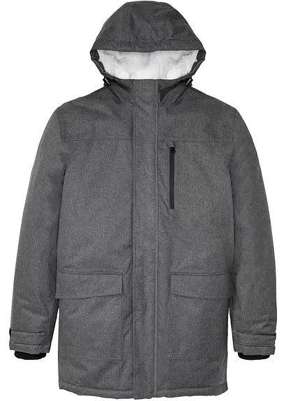 wasserdichte Funktions-Jacke mit Teddyfleece in grau von vorne - bonprix