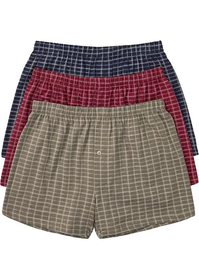 Lockere Jersey Boxershorts (3er Pack) in blau von vorne - bonprix