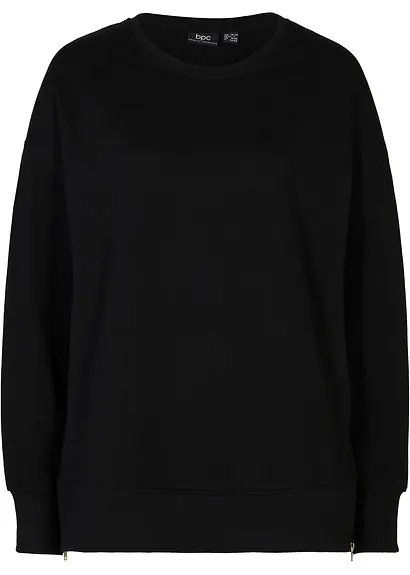 Sweatshirt aus Baumwoll-Mix in schwarz von vorne - bonprix