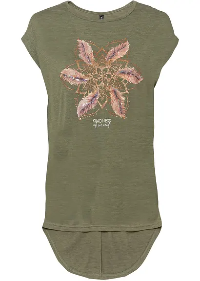 T-Shirt aus softem Viskose-Mix in grün von vorne - bonprix