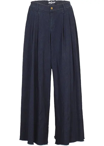 Wide-Leg-Jeans, Hosenrock in blau von vorne - bonprix