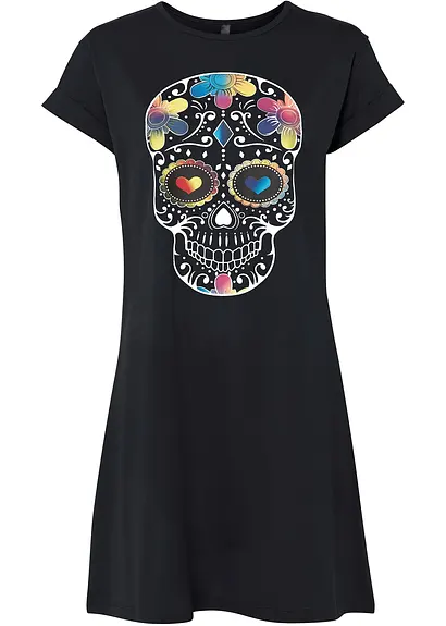 Shirtkleid aus reiner Bio-Baumwolle in schwarz von vorne - bonprix