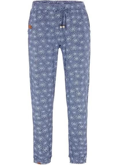Jersey-Hose mit Druck aus weichem Viskose-Mix in blau von vorne - bonprix