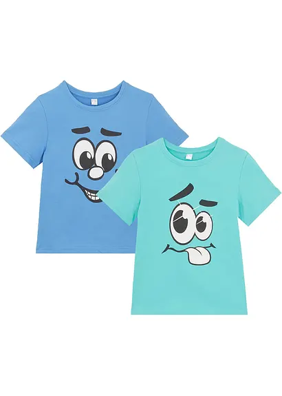 T-Shirt aus reiner Bio-Baumwolle (2er Pack) in grün von vorne - bonprix