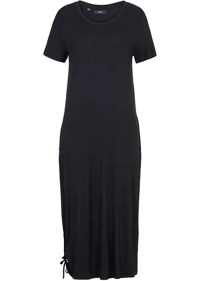 Jerseykleid aus fließender Viskose in schwarz von vorne - bonprix