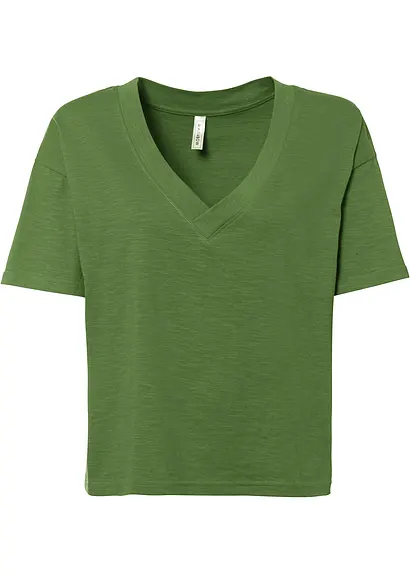 Oversize-Shirt aus reiner Bio-Baumwolle in grün von vorne - bonprix