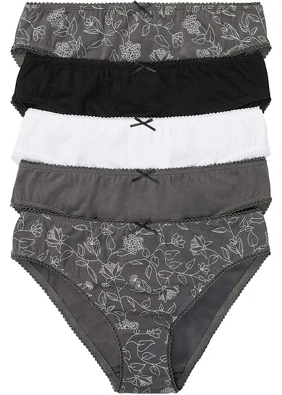 Slip mit Bio-Baumwolle (5er Pack) in grau von vorne - bonprix