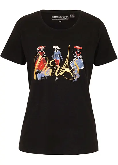 Shirt mit Frontprint in schwarz von vorne - bonprix