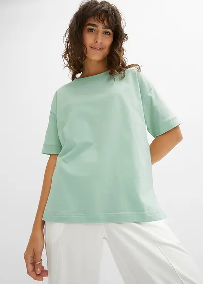 Oversize T-Shirt aus reiner Baumwolle in grün (Detailaufnahme) - bonprix