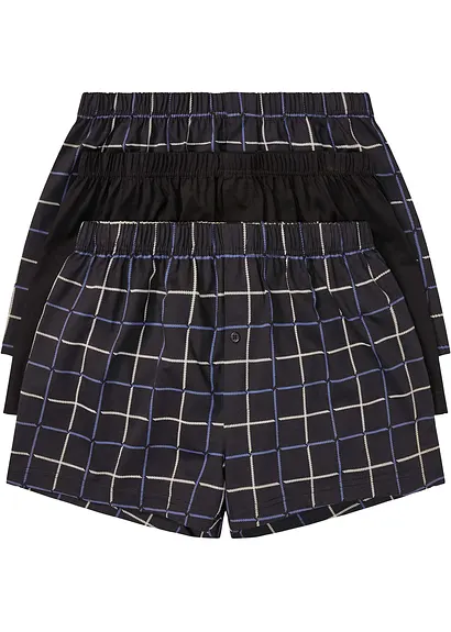 Lockere Jersey Boxershorts (3er Pack) in schwarz von vorne - bonprix