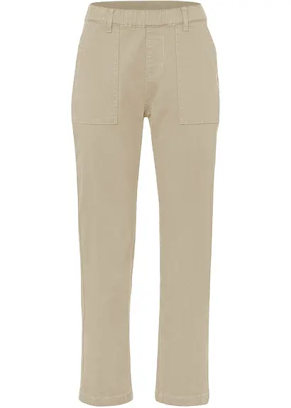 Twillhose mit Bequembund in beige von vorne - bonprix