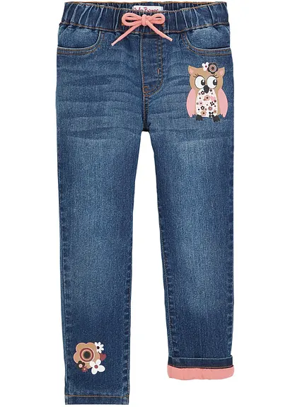 Thermojeans Mid Waist in blau von vorne - bonprix