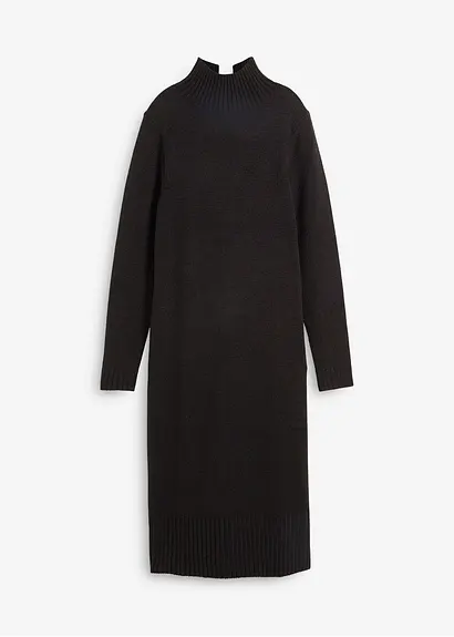 Strickkleid mit Schlitzen in schwarz von vorne - bonprix