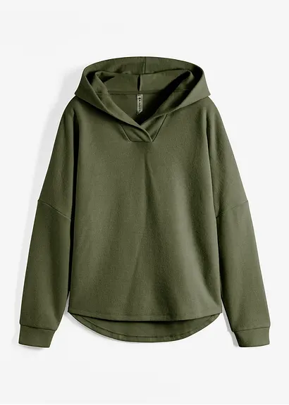 Sweatshirt in Strickoptik in grün von vorne - bonprix