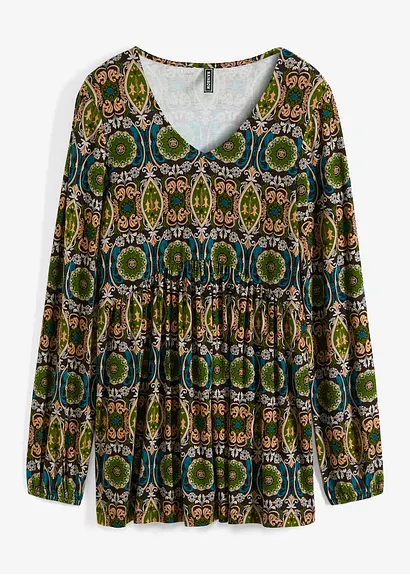Tunika-Shirt aus Viskose-Mix in schwarz von vorne - bonprix
