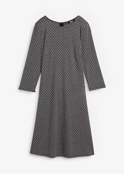 Punto di Roma-Kleid mit Jaquardmuster aus Viskose-Mix in schwarz von vorne - bonprix