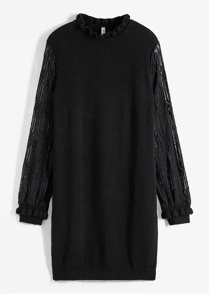Strickkleid in schwarz von vorne - BODYFLIRT boutique