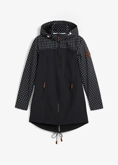 Wasserabweisende Softshelljacke, schlanker Schnitt in schwarz von vorne - bonprix