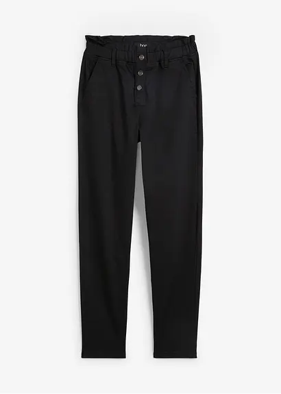 Twillhose mit Bequembund, High Waist in schwarz von vorne - bonprix