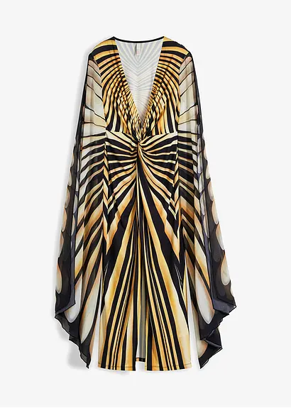 Jerseykleid mit langen Chiffon-Ärmel in braun von vorne - bonprix