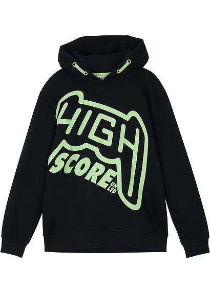 Hoodie aus reiner Bio-Baumwolle in schwarz von vorne - bonprix