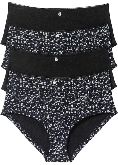 Maxipanty (4er Pack) in schwarz von vorne - bonprix