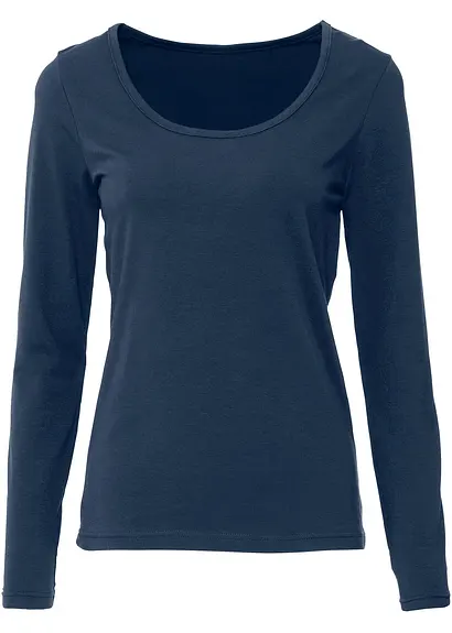 Figurbetontes Langarmshirt in blau - bonprix