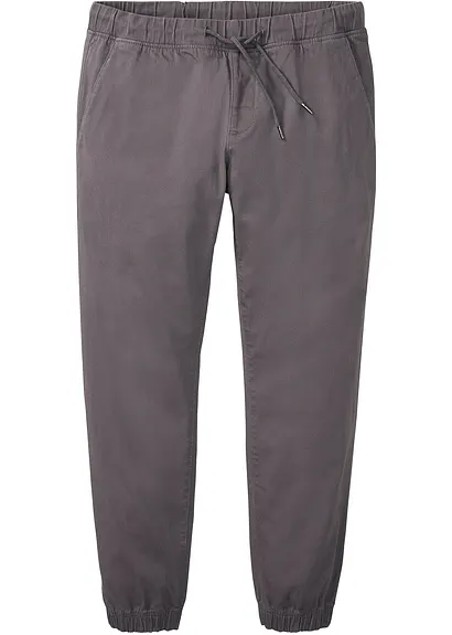 Relaxed Fit Chino-Stretch-Schlupfhose, Straight in grau von vorne - bonprix