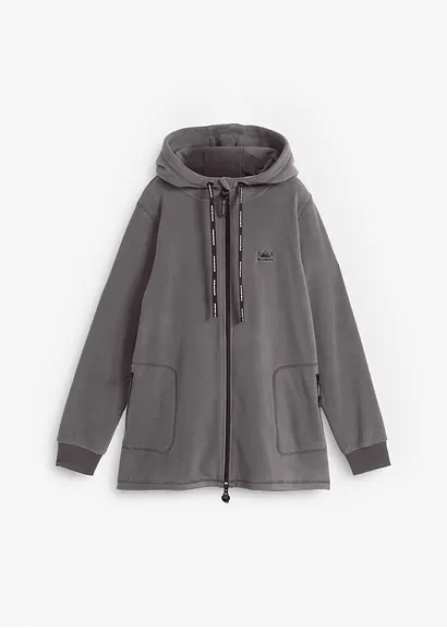 Fleecejacke mit Reißverschluss-Taschen in grau von vorne - bonprix