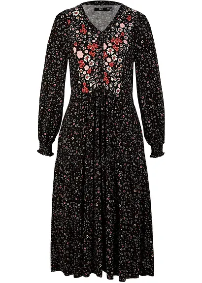 Jerseykleid aus Viskose in schwarz von vorne - bonprix