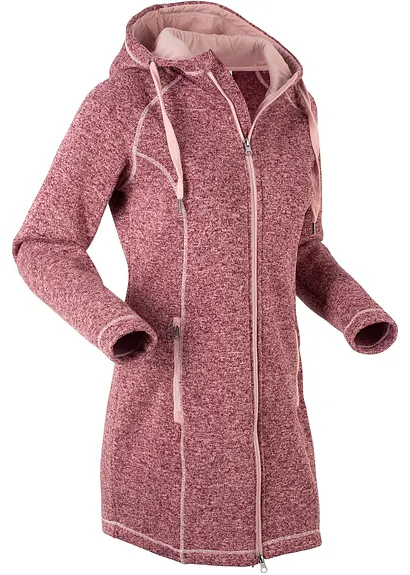 Long-Fleecejacke mit Kapuze in rot von der Seite - bonprix