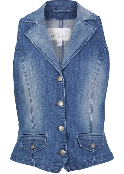 Stretch-Jeansweste in blau von vorne - bonprix