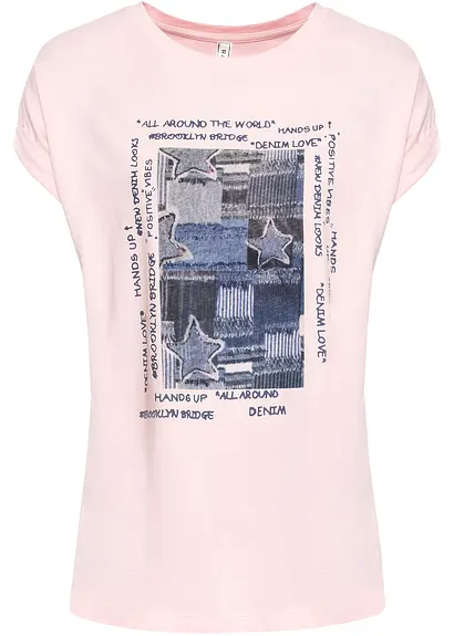 T-Shirt aus softem Viskose-Mix in rosa von vorne - bonprix