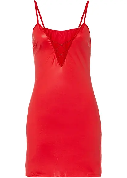 Kleid aus Wetlook in rot von vorne - VENUS