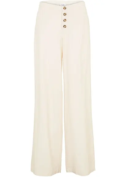 Palazzo-Hose mit Leinen mit extra langem Bein in beige von vorne - bonprix