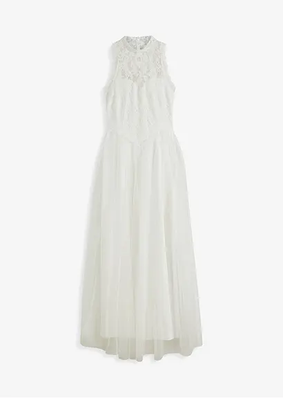 Brautkleid aus Tüll und Spitze in weiß von vorne - bonprix