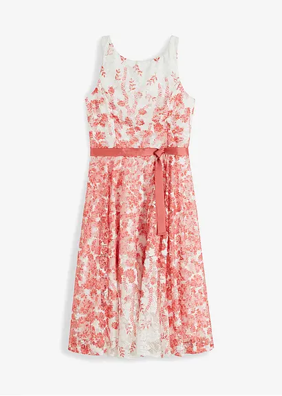 Spitzenkleid mit Satin-Band in weiß von vorne - bonprix