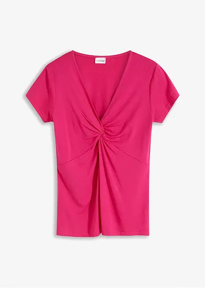 Shirt mit Knoten in pink von vorne - bonprix