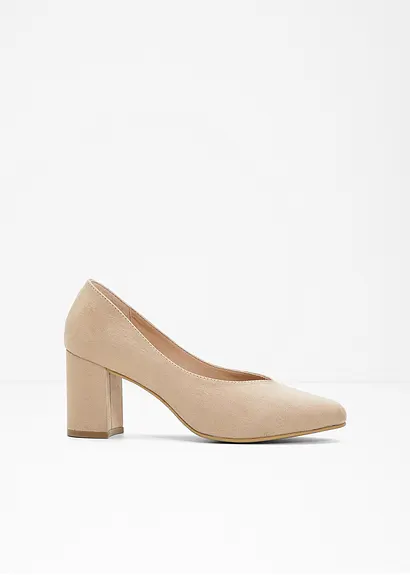 Komfort Pumps in beige von vorne - bonprix
