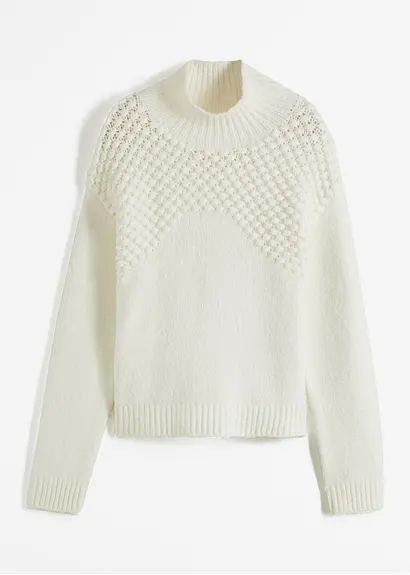 Rollkragenpullover mit Struktur in weiß von vorne - bonprix