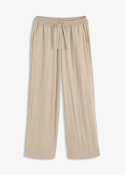 Marlenehose mit Bequembund in beige von vorne - bonprix
