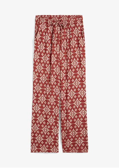 Bedruckte Palazzo-Hose mit Bequembund in braun von vorne - bonprix