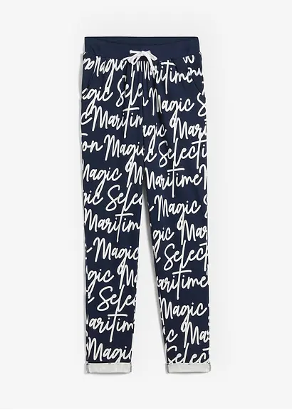 Schlupfhose mit Druck in blau von vorne - bonprix