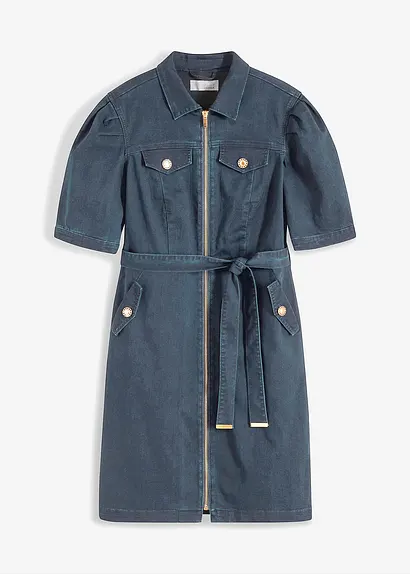 Jeanskleid in blau von vorne - bonprix