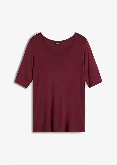 Rundhalsshirt aus softer Viskose in rot von vorne - bonprix