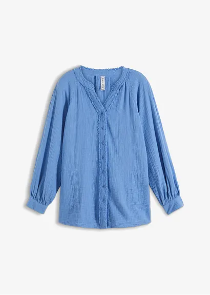 Longbluse in blau von vorne - bonprix
