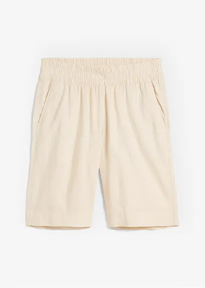 Bermuda aus Leinen-Viskose Mischung in beige von vorne - bonprix