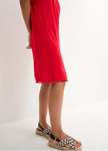 Jersey-Carmenkleid in rot (Detailaufnahme) - bonprix