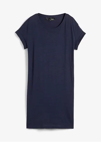 Jerseykleid aus reiner Bio-Baumwolle in blau von vorne - bonprix