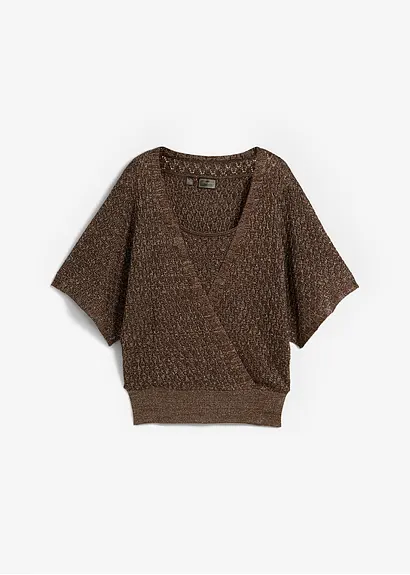 Ajour-Pullover in braun von vorne - bonprix